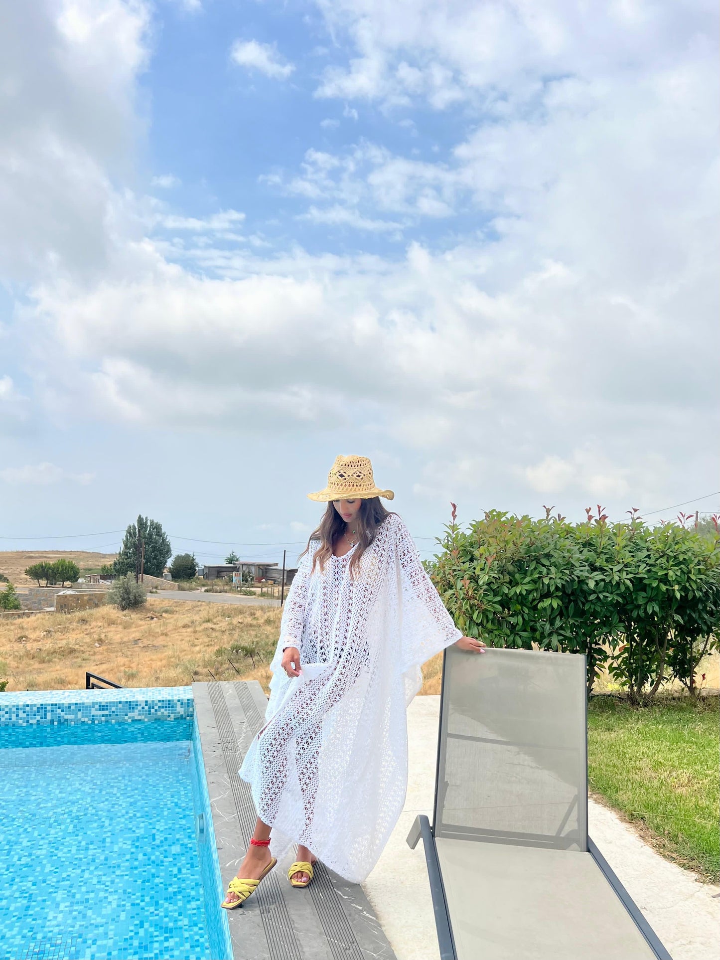 White crochet kaftan